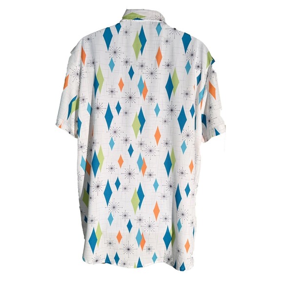 MISSLOOK Men's Short Sleeve Button Down Diamond Shaped White 2XL - Picture 3 of 6